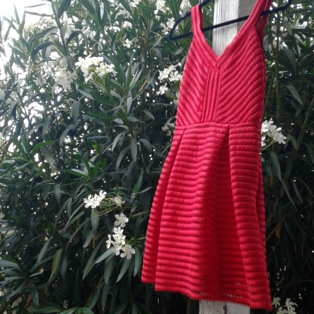 Red pleated style dress